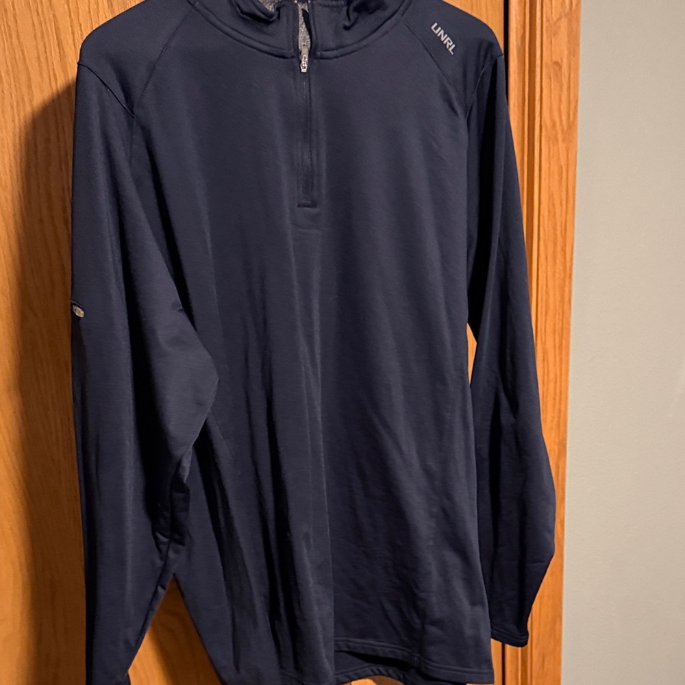 UNRL Men's Navy Elite Zip Up Sweater